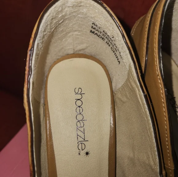 Women's Tan Peep Toe 4in High Heels By Shoe Dazzle Sz 7.5 - Picture 5 of 15